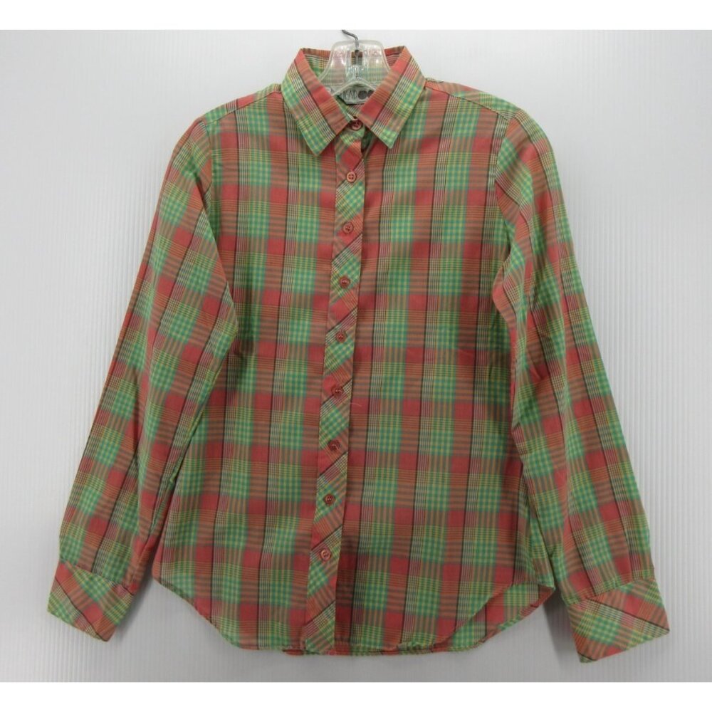 VINTAGE Huk A Poo Top 7 Pink Shirt Button Up Plaid Heritage Hippie *